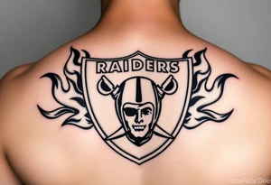 Casino themed Las Vegas Raiders with flames tattoo idea