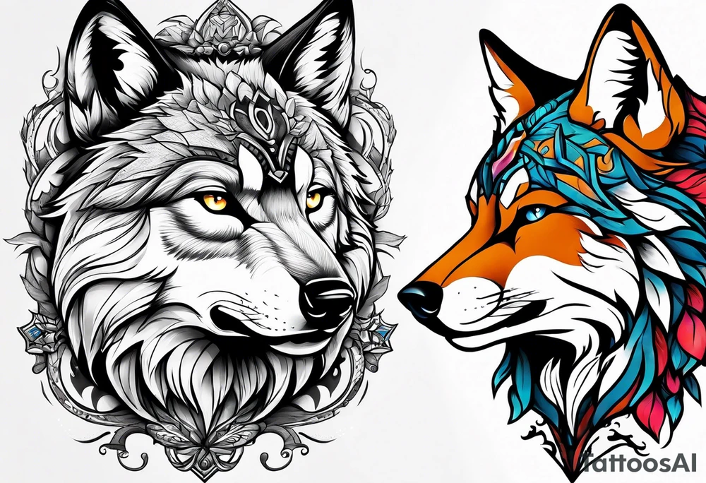 Hybrid between wolf and fox tattoo idea