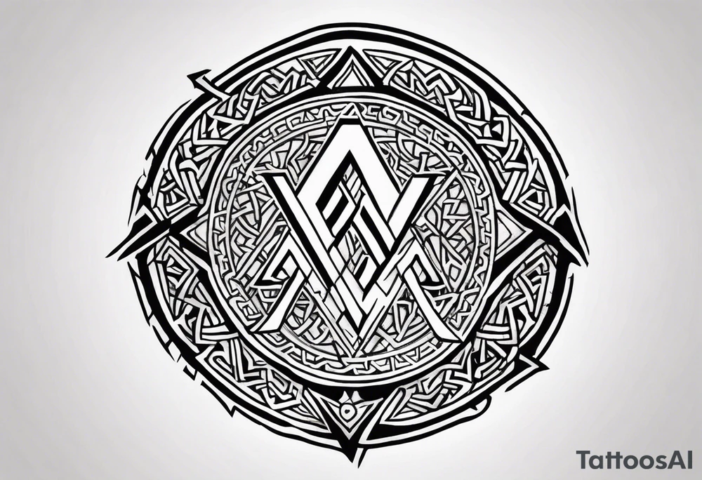 Valhalla berserker round shield axe
Valknut tattoo idea