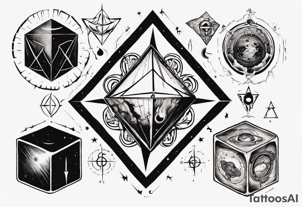 atlas baring black-cube of saturn upon, Occult esoteric tattoo idea