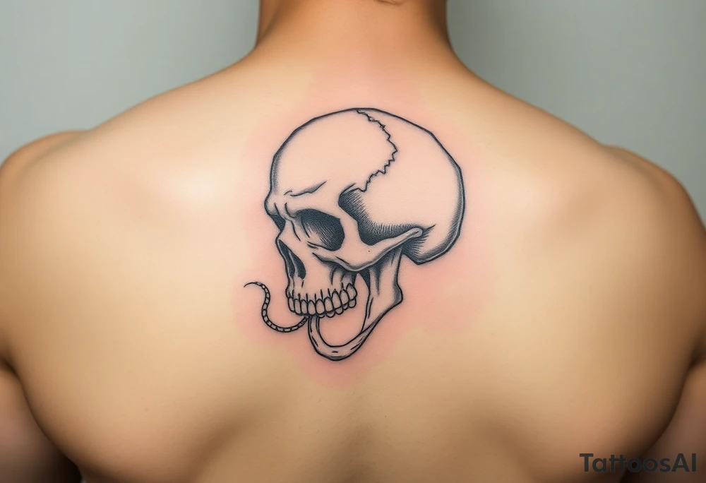 left side of a skull with cordyceps out of its eyes and mouth tattoo idea