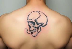 left side of a skull with cordyceps out of its eyes and mouth tattoo idea