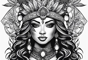 Black Goddess of marijuana tattoo idea