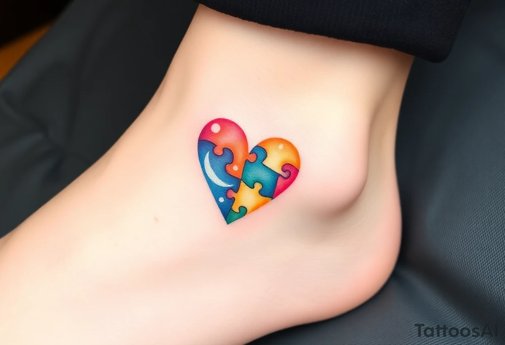 autism heart puzzle shape symbol tattoo idea
