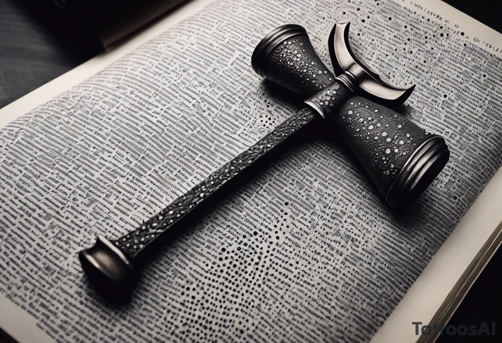 An opened bible with a battle Axe tattoo idea