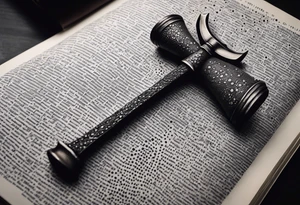 An opened bible with a battle Axe tattoo idea