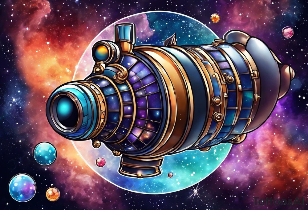 Bubbles outer space telescope tattoo idea