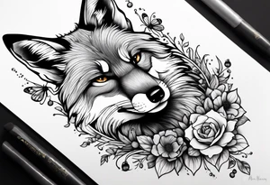A forearm tattoo of a fox and a honey bee tattoo idea