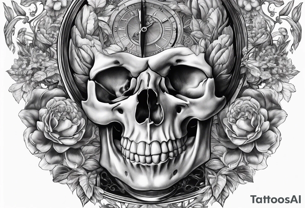 Human anatomical brain in sagittal section inside hourglass for man tattoo idea