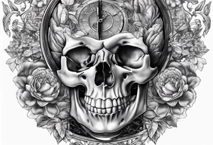 Human anatomical brain in sagittal section inside hourglass for man tattoo idea