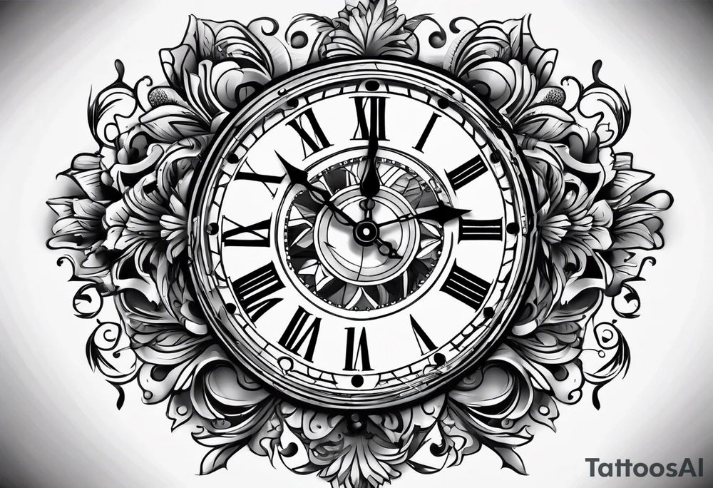 old school clock face deconstructed tattoo idea