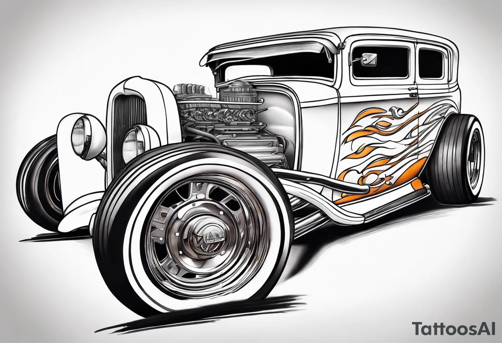 Orange hot rod tattoo idea