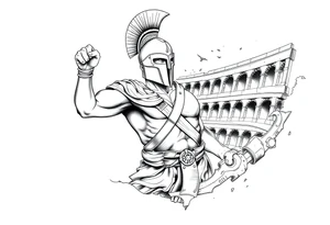 Spartan fighting in the Colosseum tattoo idea