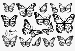 realistic monarch butterfly simple black outline landed on a finger tattoo idea