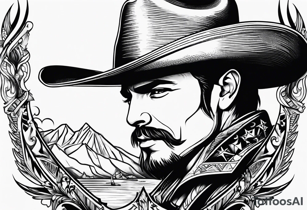 Combintion cowboy and music tattoo idea