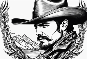 Combintion cowboy and music tattoo idea