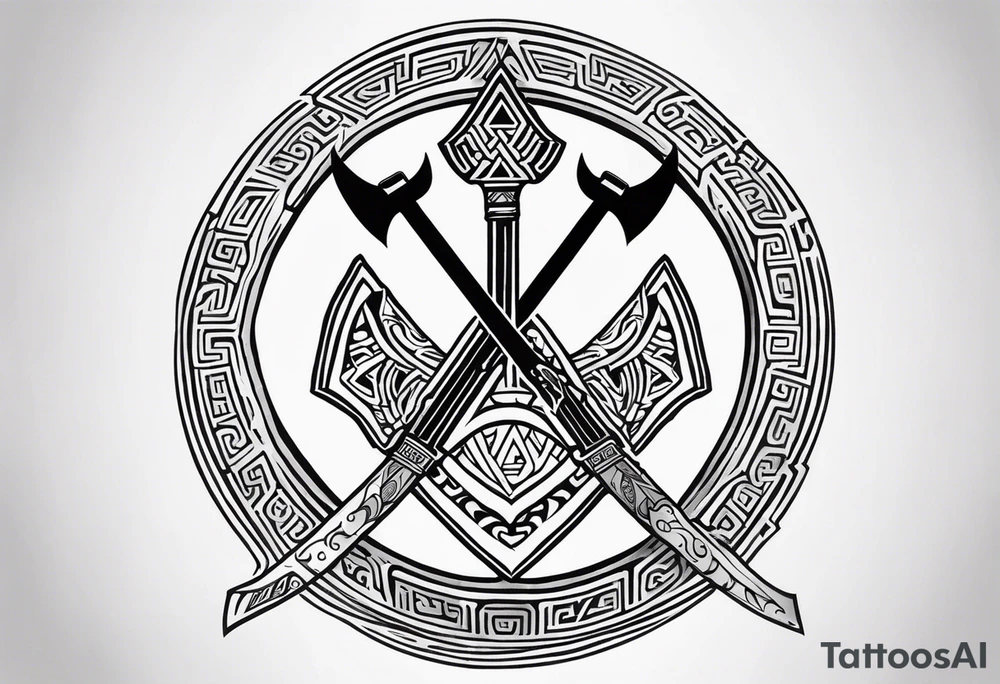 Valhalla shield sword axe valknut tattoo idea