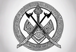 Valhalla shield sword axe valknut tattoo idea