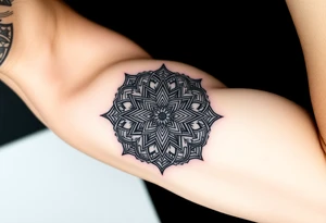 intricate mandala with sacred geometry and cosmic elements tattoo idea