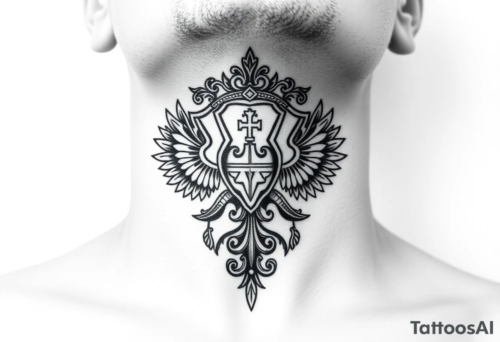 russian christian orthodox military neck design front facing tattoo idea