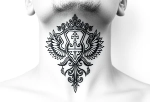 russian christian orthodox military neck design front facing tattoo idea