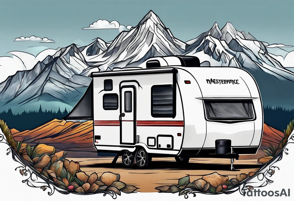 Mountains travel trailer family tattoo idea