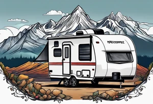 Mountains travel trailer family tattoo idea