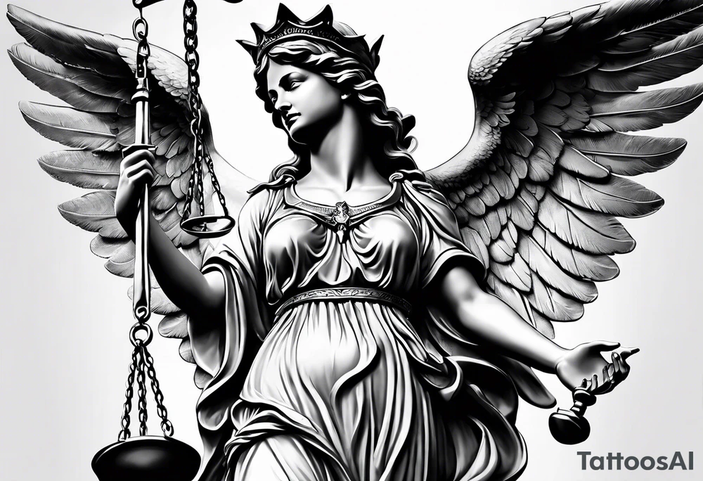 lady justice with wing
very realistic
merciful tattoo idea