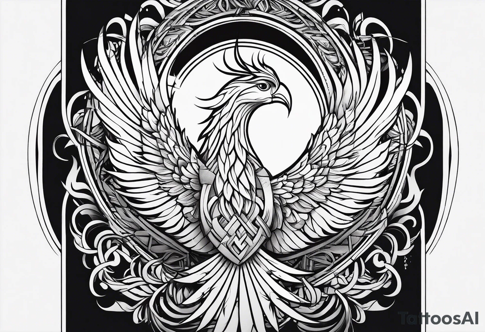 Rebirth symbol and knot and a phoenix. Simple but abstract tattoo idea