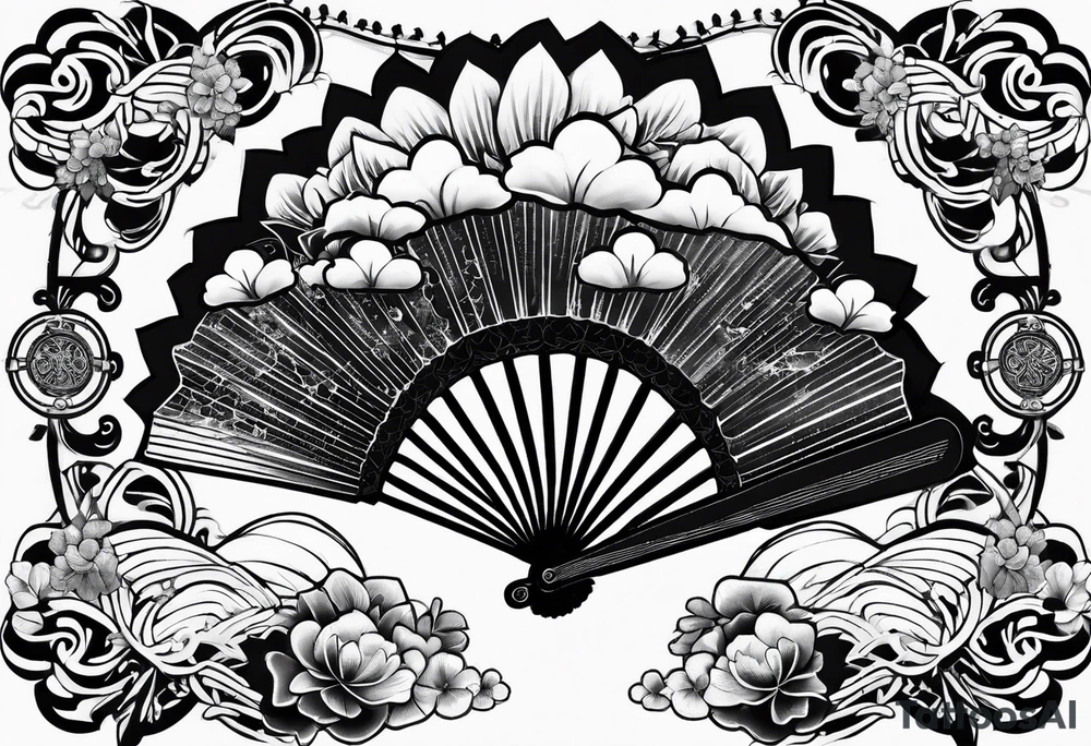 Black Japanese fan tattoo idea
