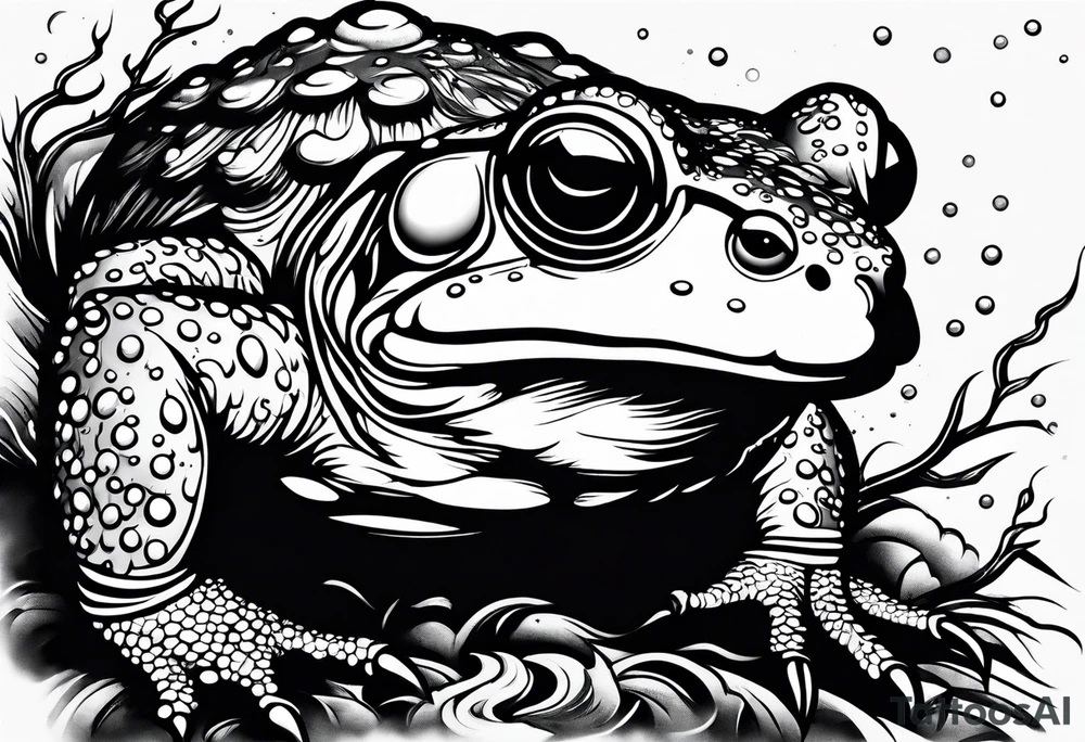 A toad in a thunderstorm tattoo idea