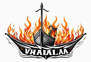 valhalla sword viking ship on fire tattoo idea