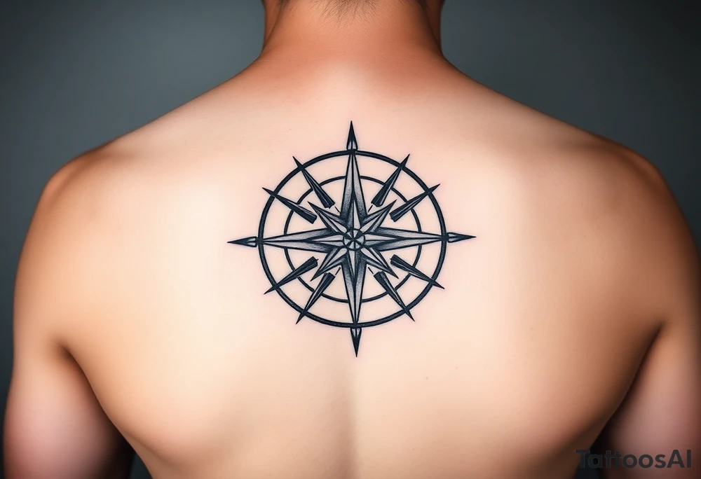 Simple double layered compass rose tattoo idea
