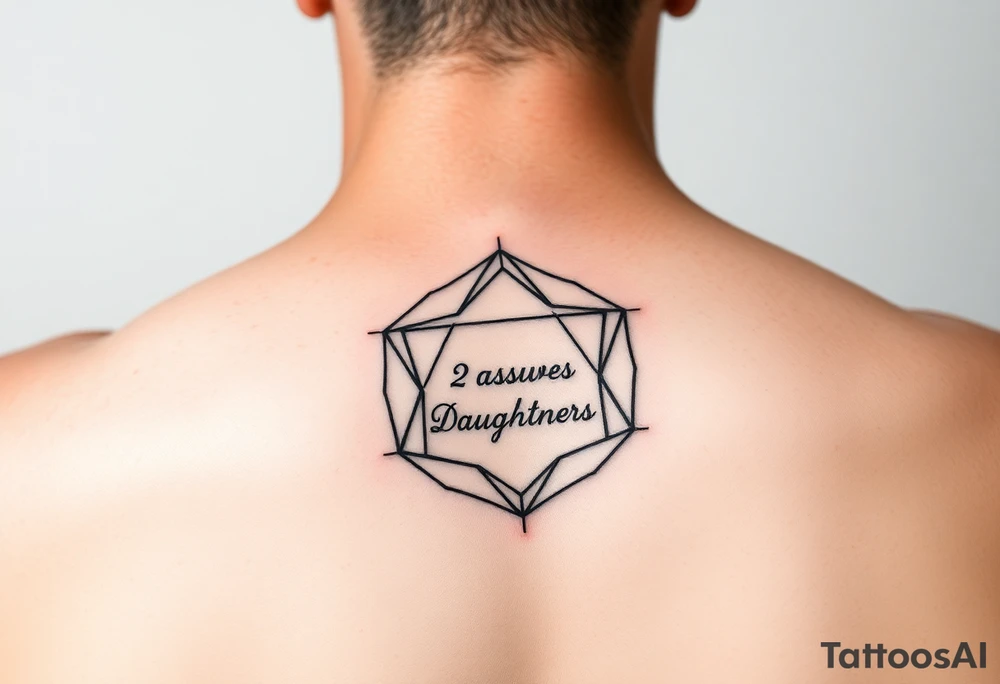 I want a tattoo for located on my left pectorial muscle that symbolizes the fact that I have a stent in how important my wife and two kids are to me. I want the geometric design to resemble a stent with the names of my two daughters and wife interconnectedly tattoo idea