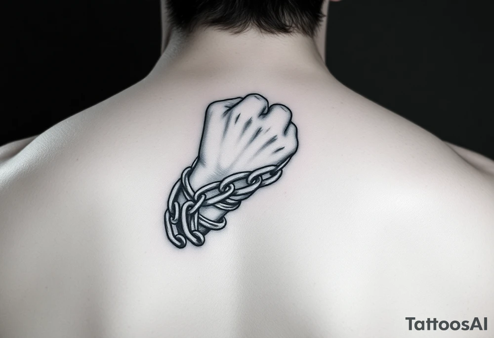 Chains wrapped around thumb and pointer finger tattoo idea