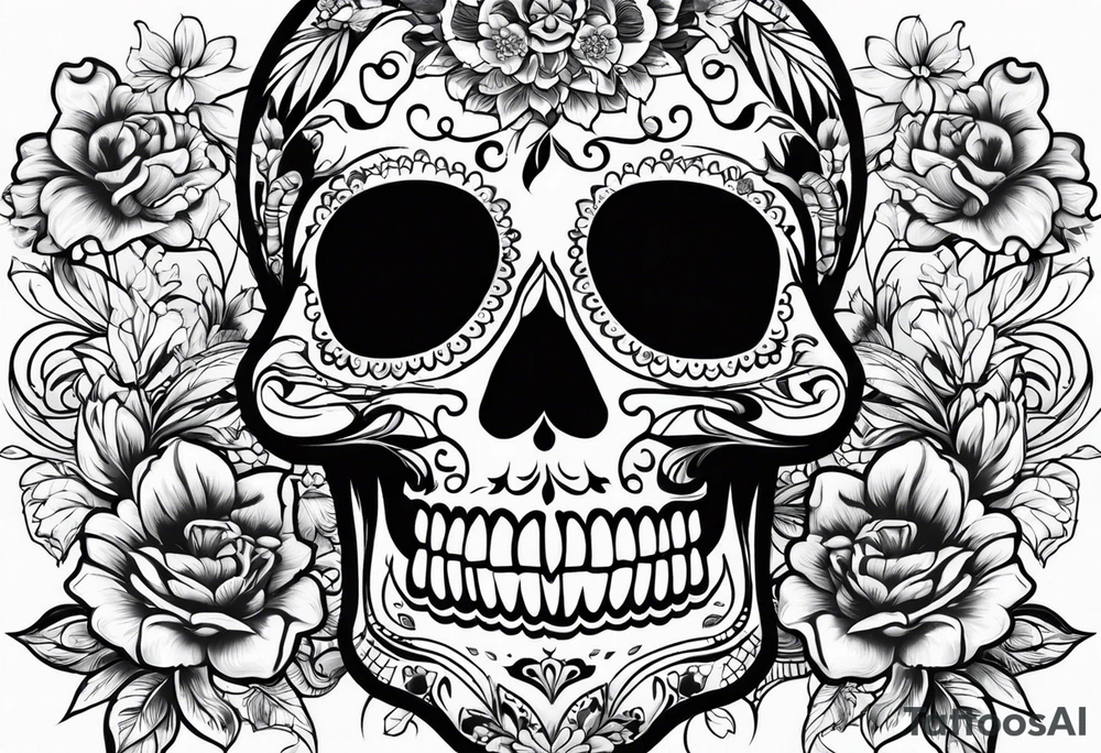 Day of dead skull with no flowers tattoo idea