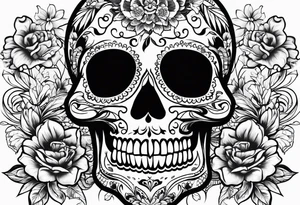 Day of dead skull with no flowers tattoo idea