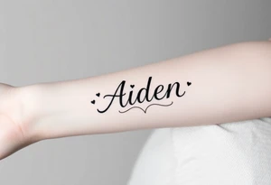 The name Aiden with love theme around it tattoo idea