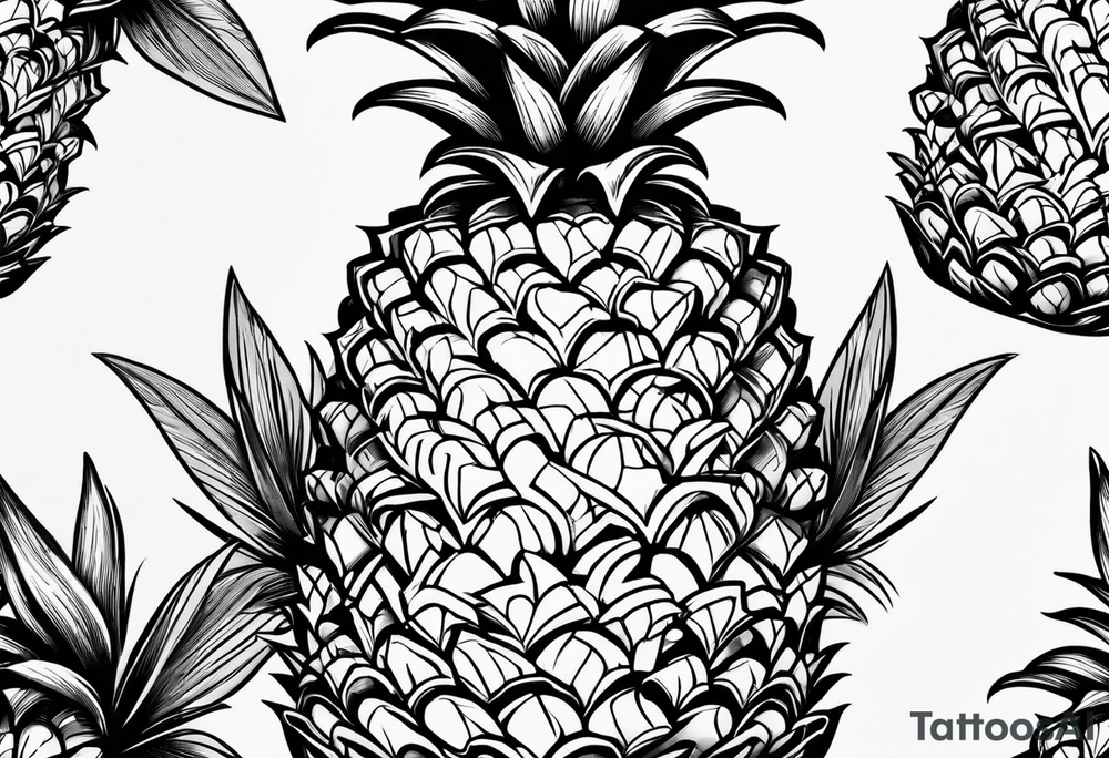 Pineapple with the letters “KYDF” on it tattoo idea