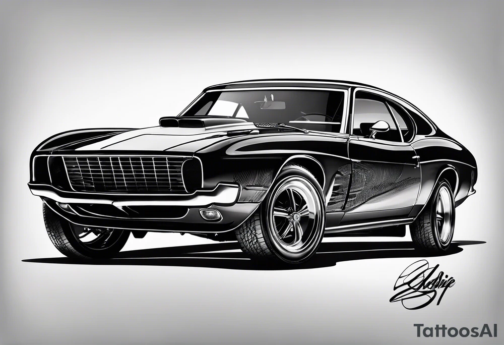 1970 442 automobile i side a circle tattoo idea
