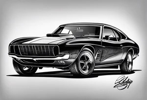 1970 442 automobile i side a circle tattoo idea