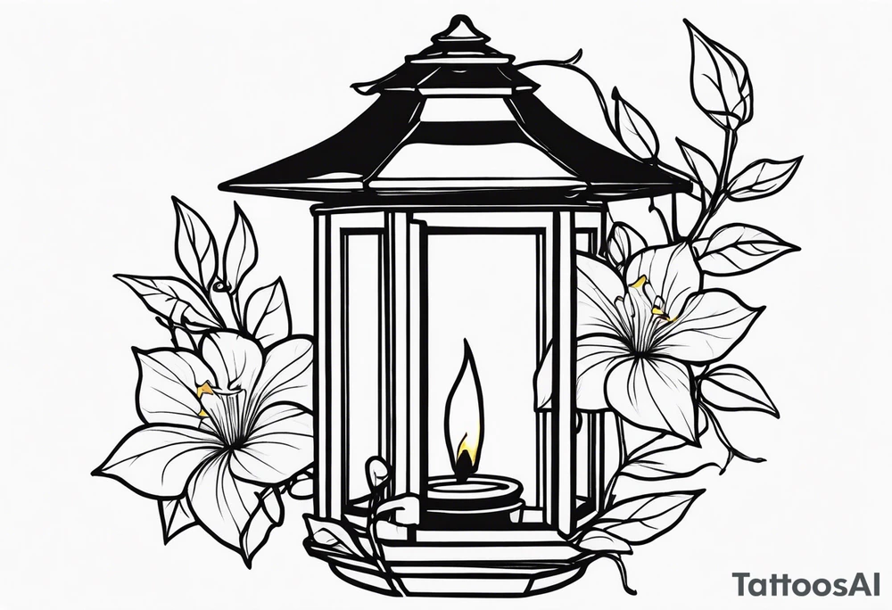 Lantern with morning glories tattoo idea