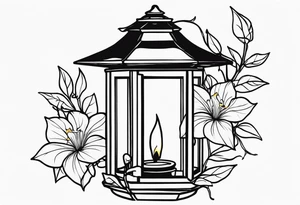 Lantern with morning glories tattoo idea