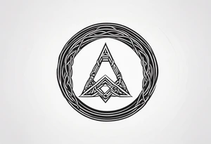 Simplistic symbol large delta inside a circle made from chain and whip elements tattoo idea