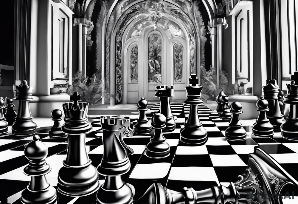 CHESS BOARD WITH KNIGHTS tattoo idea