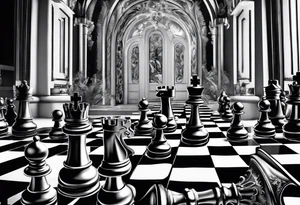 CHESS BOARD WITH KNIGHTS tattoo idea