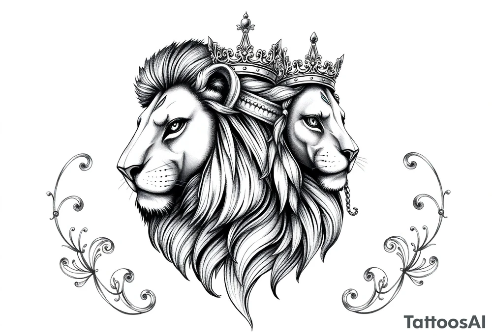 powerful majestic lion vagina and anus
with a crown tattoo idea