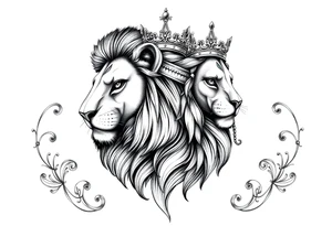 powerful majestic lion vagina and anus 
with a crown tattoo idea