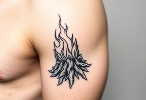flame in a heavy roots sphere tattoo idea