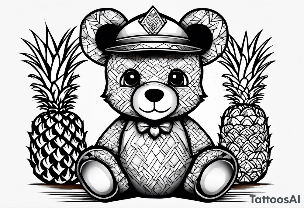 Teddy bear loves pineapple tattoo idea